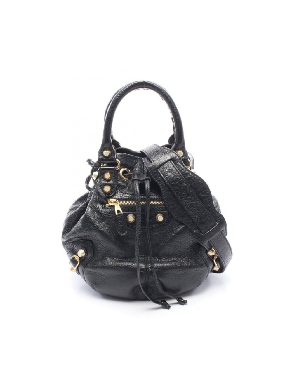 Balenciaga Handbag Giant Mini Pom 2-Way Black Leather - Picture 1 of 6